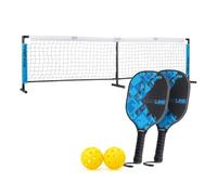 Baseline | Pickleball Complete Set, Premium Wooden 2 Pickleball Paddles, Ball, and Net Set, Outdoor Garden Wooden Toys