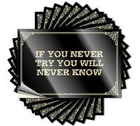 Basement Decor Funny Sticker Durable Water | If You Never Try You Will Never Know Neutral Self Adhesive Sticker for Water DIY(12X18CM)