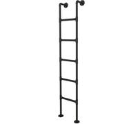 Basement Egress Ladders 100cm-300cm, Wrought Iron Entrance Fire Escape Ladder for Warehouse Garage, Black Round Iron Pipe Safety Side Climb Ladder, Space Saving(195cm/77in)