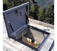 Basement Flat Roof Escape Hatch Portable Large Aluminium Cellar Emergency Exit Lid 90° Opening Sun Room Playhouse Commercial Skylight Window w/Latch,A,60x60cm