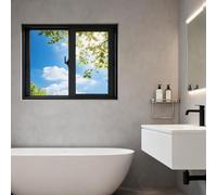 Basement Horizontal Sliding Window Replacement - Tempered Glass & Screen Aluminum Shed Window for Chicken Coop Bathroom Home Use (Black 34 x 20 in 22-40 in Widths)