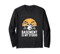 Basement is My Studio Drummer Home Band Music Long Sleeve T-Shirt