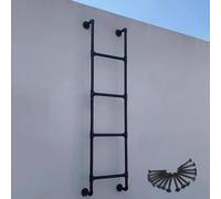 Basement Window Well Egress Ladder,Black Wrought Iron Fire Escape Ladder for Emergency Home Safety Climbing Ladders with Kit Heavy Duty Metal Step Ladder,B-3.0M