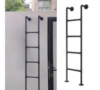 Basement Window Well Egress Ladder, Heavy Duty Wall Mounted Loft Ladder Metal Step Ladders for Indoor Outdoor Climbing Ladders - Black Wrought Iron Fire Escape Ladder(110cm/43in)