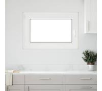 Basement Window White PVC and Glass 60 x 80 cm Tilt and Turn Left U-Steel Cores