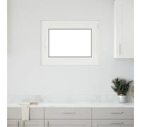 Basement Window White PVC & Glass 80x60cm Tilt-Turn Right 60mm Frame Thermal Eco