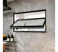 Basement Window with Tempered Glass, Adjustable Ventilation Windows, 360 Degree Rotation Sliding Window, Customizable Size, Waterproof & Rust Resistant Frame, for Bathroom Use(Black,90x45cm)