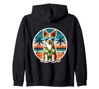 Basenji Dog Owner Summer Vibes Vacation Holiday Vintage Sun Zip Hoodie
