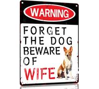 Basenji Funny Metal Garage Signs For Men Room Decor Little Man Cave Sign Vintage Bar Home Pub Office Wall Decorations,Forget The Dog Beware Of Wife Tin Signs 8x12 Inch