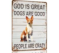 Basenji Metal Sign God is Great Dogs Are Good Metal Tin Sign Funny Welcome Signs Vintage Wall Decor For Bar Pub Club 8x12 Inch