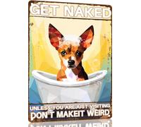 Basenji Retro Metal Tin Sign Get Naked Unless You are Just Visiting Don't Make It Weird Dog Poster Bathroom Decor Funny Toilet Wall Art Home 8x12 Inch