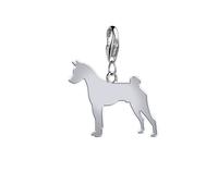 Basenji Silhouette Silver Charm