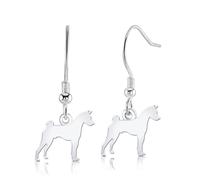 Basenji Silhouette Silver Earrings