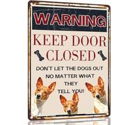 Basenji Vintage Metal Signs Dog Warning Decor Keep Door Closed Don't Let The Dogs Out No Matter What They Tell You Retro Art Sign for Home Office Room Wall 8x12 Inch