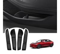 BASENOR 2026 2025 2024 Tesla Model 3 Door Side Storage Box, Door Pocket Liners, (Proprietary Design) TPE Front & Rear Side Organizer Tray Protector Liner for Model 3 Highland Set of 4