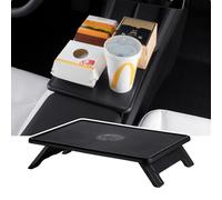 BASENOR Upgrade Tesla Model Y Model 3 Center Console Table Tray Anti-Slip Foldable Car Food Eating Laptop Desk for Road Trips 2024 2025 Model 3 Highland 2025 2026 Model Y Refresh Interior Accessories