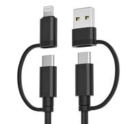 BASESAILOR 4 in 1 USB C Charger Cable for Samsung Galaxy S25 S24 Plus Ultra | 3M 60W Fast Charging Multi Charger Cord with USB A Converter/iOS/Type C for iPhone 17 16 15 Pro,iPad Air 4 5,A42 A51 A72,3M