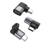 BASESAILOR 90 Degree USB C Adapter 3Pack,Right Angle USB C Male to Type C 40Gbps 100W Female Extender Connector,Thunderbolt 3 Up&Down Extension Converter for iPhone 16 15,Mac,Steam Deck,Switch,Laptop