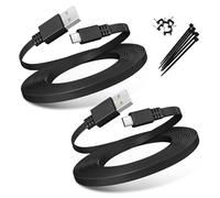 Basesailor Micro USB Power Cable 20FT 2Pack,6M Flat Micro USB Charging Cord | Power Charger for Wyze Cam V4 V3,Yi Cam,Nest Cam,Blink XT/XT2 Outdoor 3 Camera,Arlo Q,Netvue 16,Xbox One Controller 16.5