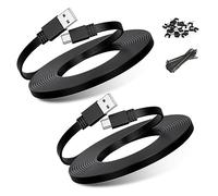 BASESAILOR Micro USB Power Cable 3M/2Pack,Flat Micro USB Charging Power Cord,Charger for Wyze Cam V3,Pan V4,Nest Yi,Blink Mini XT XT2 Outdoor/Indoor 3rd Gen,Zmodo,Furbo Dog,Netvue,Xbox One Controller