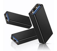 BASESAILOR USB 3.0 Female to Type A 3.0 Cable Coupler (3-Pack), Extension Connector for Connecting Two USB Male Ends (Black)