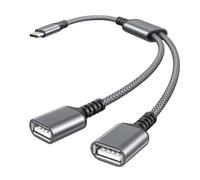 BASESAILOR USB C Male to Dual USB Female Cable Adapter 1M,Thunderbolt 4 3 to Double USBA 2.0 OTG Splitter Cord Converter for Mac,iPad Air 5 Mini 6,iPhone 17 16,Galaxy Note 10 20 S25 S24 S23 A55 A54