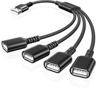 BASESAILOR USB Splitter 1 In 4 Out 1M,USB A 2.0 Male to Four Female Adapter | 4 Port Multi Port Extender Hub, Double Dual Data Power Charger Split Extension Cord For Car, Xbox One, PS4, PS5, Laptop