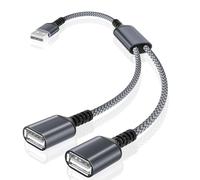 BASESAILOR USB Splitter 2 Port 1M,USBY Cable,USBA Male to Double Female Extension Cord Adapter,1 In 2 Out Dual USB Extender Hub,Data Power Charger Split Converter For Car,Xbox One,PS4,PS5,Laptop