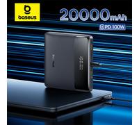 Baseus 100W Power Bank 20000mAh Capacity PD Fast Charging Battery Charger Powerbank For Laptops MacBook iPhone Samsung Xiaomi Black