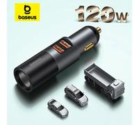 Baseus 120W Car Splitter QC4.0 3.0 PD PPS Cigarette Lighter Socket Dual USB Type C Fast Car Charger Adapter For iPhone Xiaomi