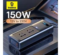 Baseus 150W Car Inverter DC 12V to AC 220V EU Auto Power Inversor USB Type C Fast Charger For Car Power Adapter Portable Light