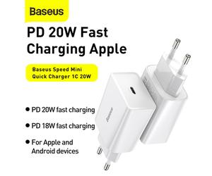 Baseus 1C 20W Speed Mini Quick Charger - White (EU)