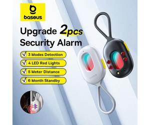 Baseus 2PCS Security Alarm Detector Upgrade Sound Protection Sensor for Door Window Camera Anti-theft Alarm Equipment Detector Black 1-Pack