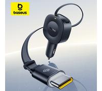 Baseus 30W Car Charger Type-C Fast Retractable Cable USB-C Quick Charging 360° Rotation For iPhone Samsung Xiaomi In Car