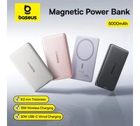 Baseus 5000mAh Magnetic Power Bank 15W Wireless 20W Wired Charging Thin Card-Sized Slim Portable Powerbank for iPhone 17 Samsung Titanium