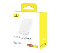 Baseus 6000mAh Mini Magnetic Air Wireless Power Bank - 30cm USB-C to USB-C Cable - Stellar White