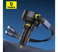 Baseus 60W Car Charger Dual Retractable Cable Type-C USB QC PD PPS Fast Charging Car Phone Charger For iPhone Samsung Xiaomi