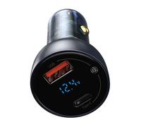 Baseus 65W PD Car Charger QC 4.0 QC 3.0 LED Display Type-C Fast Quick Charger For iPhone 16 15 Xiaomi Samsung USB Phone Charger