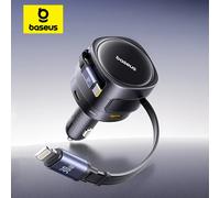 Baseus 90W USB Type-C Car Charger Dual Retractable Cable PD QC SCP AFC PPS Fast Charging For Tablet iPhone Samsung Huawei Xiaomi