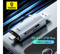 Baseus Card Reader USB C & USB3.0 to SD Micro SD TF Memory Card Device 104MB/s 2TB Smart Cardreader for Laptop Accessories USB 3.0 Only