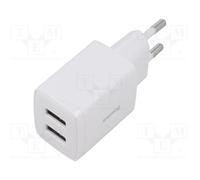 CCXJ010202 power supply: pulse power, plug 5VDC 10.5W off: USB A x2 white BASEUS