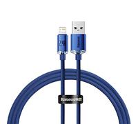 Baseus Crystal Shine Series 2.4A Fast Charging USB Data Cable for iPhone 14 13 12 Pro Max 1.2m (Blue)