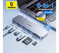 Baseus Dual USB-C Hub to HDMI-Compatible 4K 30Hz For Thunderbolt 3/4 40Gbps USB 3.0 Type C HUB SD TF For MacBook Pro Air USB Hub 5-IN-1 USB with HDMI