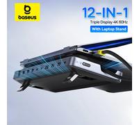 Baseus EH3 12-in-1 USB C Hub HDMI DP 4K 60Hz Triple Display 3.2 for MacBook Laptop PD 100W Type C HUB with Stand Docking Station EH3 12-in-1