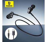Baseus Encok CZ11/HZ11 Wired Earphones Type-C/3.5mm Jack Wired Headphones With Mic 120°Angle For Laptop Computer Tablet Phone HZ11 Moon White