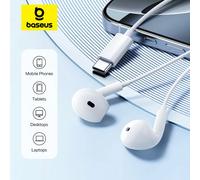 Baseus Encok CZ19 Semi-in-Ear Wired Earphones Type-C With Mic For IOS Mac Xiaomi Samsung HUAWEI Computer Cellphone Headphones WHITE