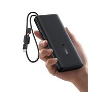 Baseus FC41 100 W 20000 mAh Powerbank Laptop, Fast Charging Power Bank with 2 Integrated USB-C Cables, External Mobile Phone Batteries for MacBook Pro, iPhone, Dell, HP, SteamDeck, Samsung, Black