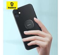 Baseus Finger Ring Holder Stand Grip 360° Rotate for iPhone 17 16 Car Magnetic Mount Mobile Phone Back Sticker Pad Bracket Stand Silver