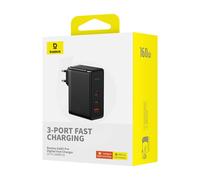 Baseus GaN5 Pro digital display fast charger 160 W multi-port Type-C + USB EU plug black (with fast charging data cable Type-C to Type-C 240 W 48 V/5 A)