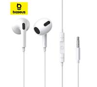 Baseus H17 3.5mm Wired Earphone with Microphone Wire-controlled in-ear Headphone For Music Sport In Ear Monitor Earbud Headset 3.5mm White